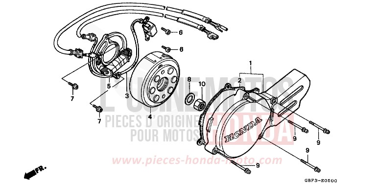 KURBELGEHAEUSEDECKEL, L./ GENERATOR von CR80R "große Räder" NEUCLEAR RED (R177) von 1996